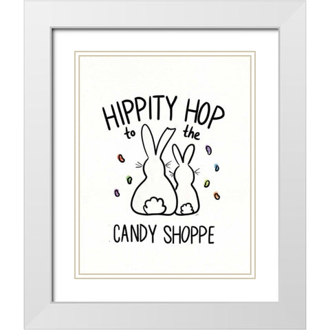 Funny Bunny III White Modern Wood Framed Art Print with Double Matting by York, Leah