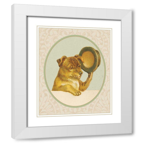 Dog with Hat I White Modern Wood Framed Art Print with Double Matting by Wild Apple Portfolio