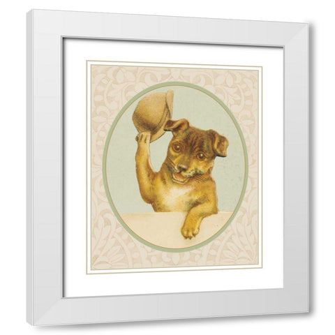 Dog with Hat II White Modern Wood Framed Art Print with Double Matting by Wild Apple Portfolio
