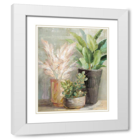 Indoor Garden III White Modern Wood Framed Art Print with Double Matting by Nai, Danhui