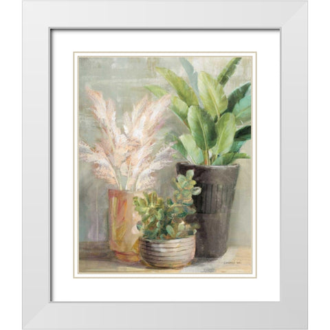 Indoor Garden III White Modern Wood Framed Art Print with Double Matting by Nai, Danhui