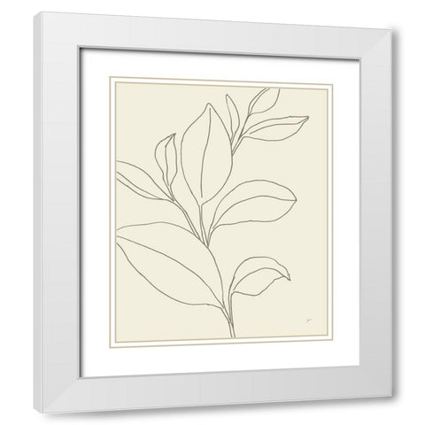 Line Leaves II Oasis White Modern Wood Framed Art Print with Double Matting by Panganiban, Karyn