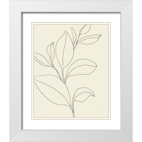Line Leaves II Oasis White Modern Wood Framed Art Print with Double Matting by Panganiban, Karyn