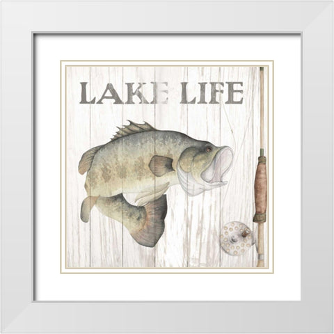 Lake Fishing II White Modern Wood Framed Art Print with Double Matting by Wild Apple Portfolio