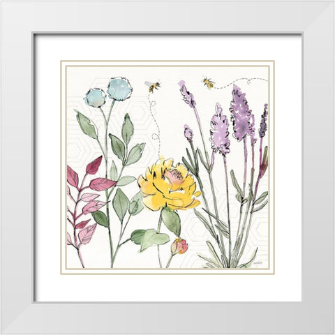 Honeybee Blossoms II White Modern Wood Framed Art Print with Double Matting by Tavoletti, Anne