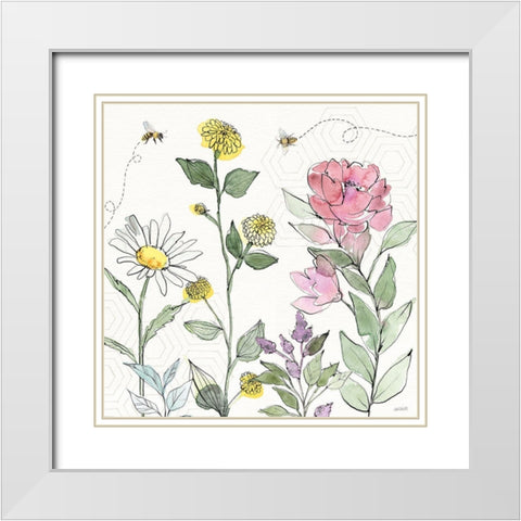 Honeybee Blossoms III White Modern Wood Framed Art Print with Double Matting by Tavoletti, Anne