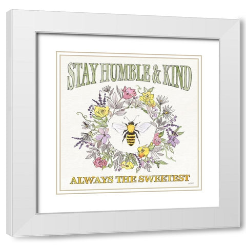Honeybee Blossoms V White Modern Wood Framed Art Print with Double Matting by Tavoletti, Anne