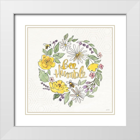 Honeybee Blossoms X White Modern Wood Framed Art Print with Double Matting by Tavoletti, Anne