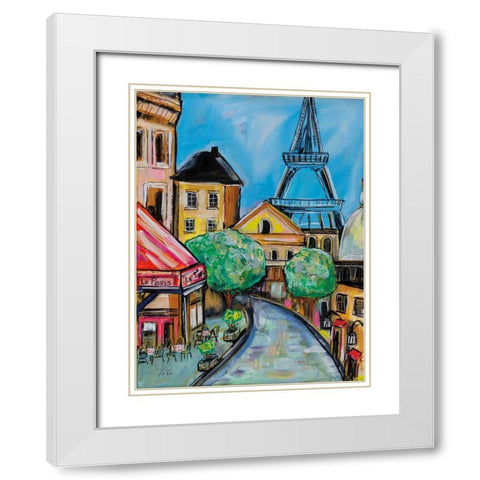Paris Evening II White Modern Wood Framed Art Print with Double Matting by Vertentes, Jeanette