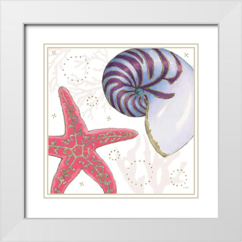 Shimmering Shells II White Modern Wood Framed Art Print with Double Matting by Wiens, James