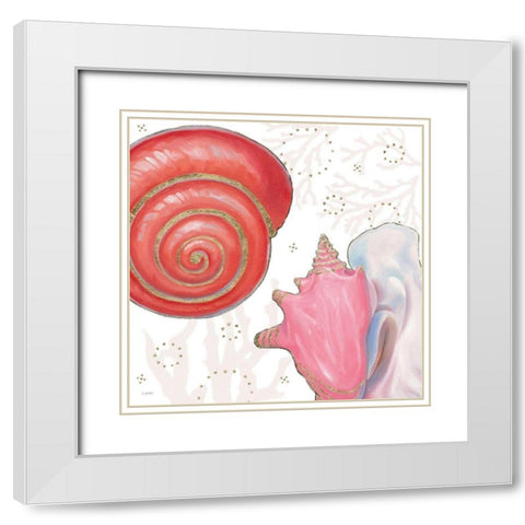 Shimmering Shells IV White Modern Wood Framed Art Print with Double Matting by Wiens, James