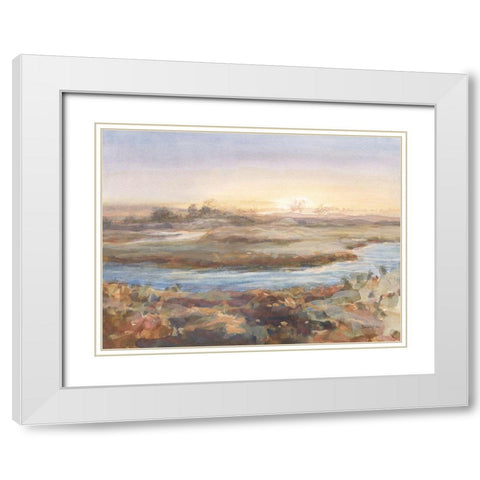 River at Dawn White Modern Wood Framed Art Print with Double Matting by Nai, Danhui