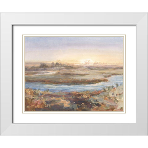 River at Dawn White Modern Wood Framed Art Print with Double Matting by Nai, Danhui