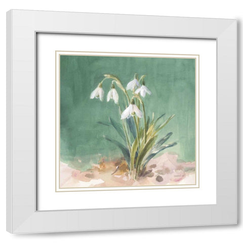 Soft Dewdrops White Modern Wood Framed Art Print with Double Matting by Nai, Danhui
