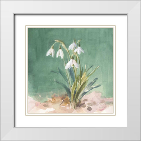 Soft Dewdrops White Modern Wood Framed Art Print with Double Matting by Nai, Danhui