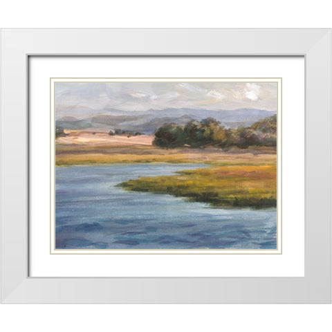 Western Lake White Modern Wood Framed Art Print with Double Matting by Nai, Danhui