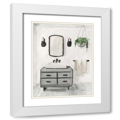 Attic Bathroom I Light Crop White Modern Wood Framed Art Print with Double Matting by Vassileva, Silvia