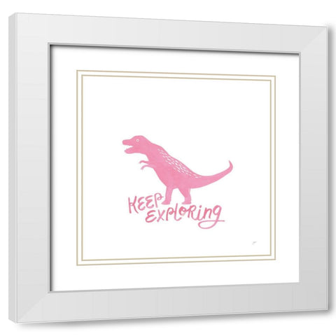 Dino Inspiration VIII Pink White Modern Wood Framed Art Print with Double Matting by Panganiban, Karyn