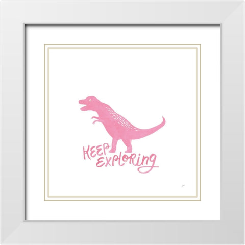 Dino Inspiration VIII Pink White Modern Wood Framed Art Print with Double Matting by Panganiban, Karyn