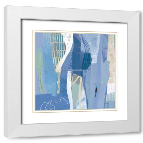 Abstract Layers I Blue White Modern Wood Framed Art Print with Double Matting by Ferguson, Kathy