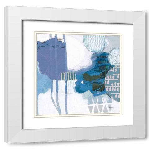 Abstract Layers IV Blue White Modern Wood Framed Art Print with Double Matting by Ferguson, Kathy