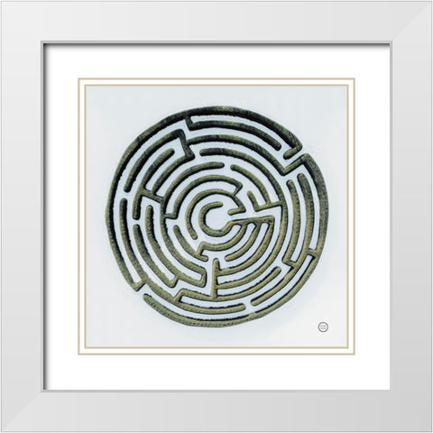 Maze White Modern Wood Framed Art Print with Double Matting by Larson, Nathan