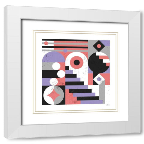 Abstract Stairs White Modern Wood Framed Art Print with Double Matting by Paterson, Robert John