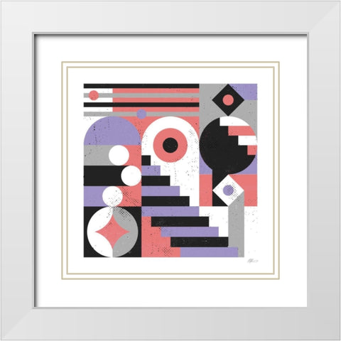 Abstract Stairs White Modern Wood Framed Art Print with Double Matting by Paterson, Robert John