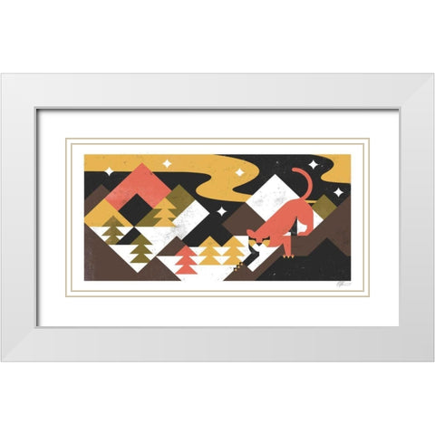 Mountain Lion White Modern Wood Framed Art Print with Double Matting by Paterson, Robert John