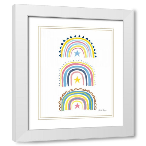 Happy Rainbow II White Modern Wood Framed Art Print with Double Matting by Zaman, Farida