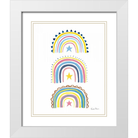 Happy Rainbow II White Modern Wood Framed Art Print with Double Matting by Zaman, Farida