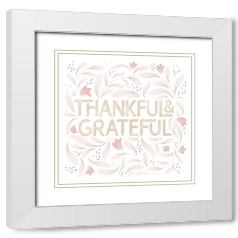 Calm Words I Thankful Blush White Modern Wood Framed Art Print with Double Matting by Graham, Gia