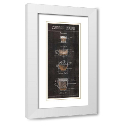 Coffee Guide Panel II White Modern Wood Framed Art Print with Double Matting by Penner, Janelle