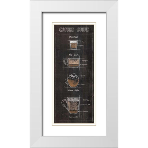 Coffee Guide Panel II White Modern Wood Framed Art Print with Double Matting by Penner, Janelle