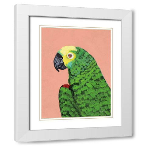 Parrot Head White Modern Wood Framed Art Print with Double Matting by Munger, Pamela