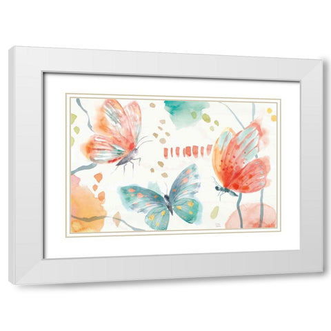 Winged Whisper I White Modern Wood Framed Art Print with Double Matting by June, Dina