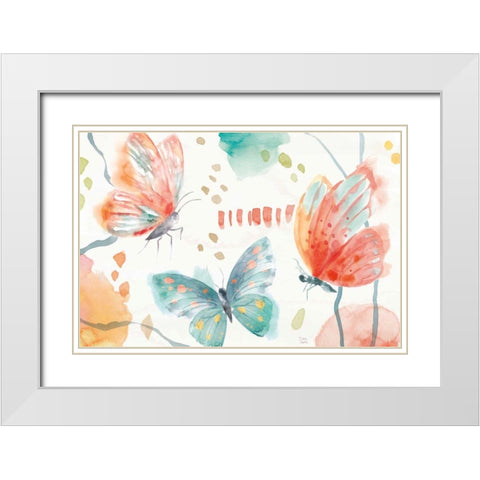 Winged Whisper I White Modern Wood Framed Art Print with Double Matting by June, Dina