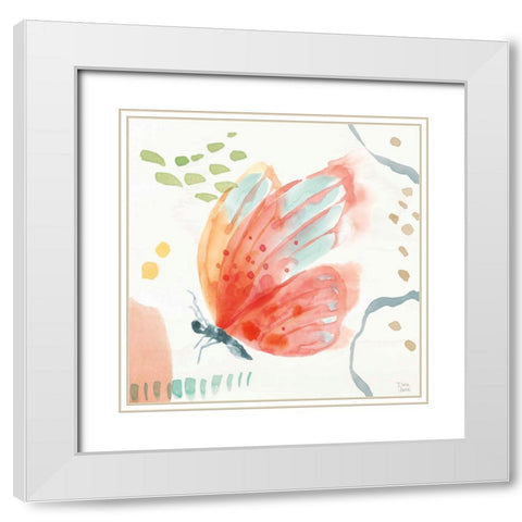Winged Whisper IV White Modern Wood Framed Art Print with Double Matting by June, Dina