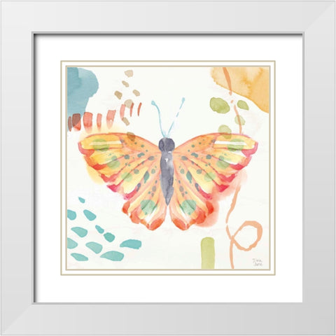 Winged Whisper V White Modern Wood Framed Art Print with Double Matting by June, Dina