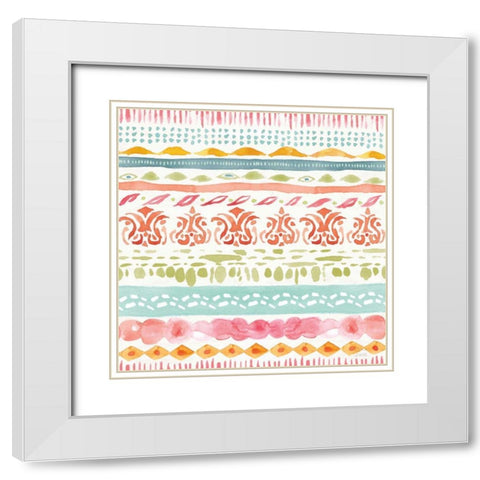 Winged Whisper Pattern II White Modern Wood Framed Art Print with Double Matting by June, Dina