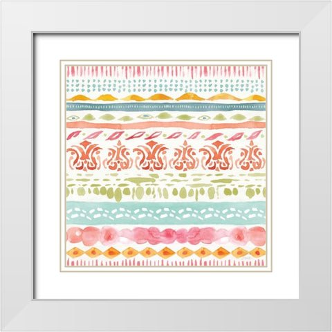 Winged Whisper Pattern II White Modern Wood Framed Art Print with Double Matting by June, Dina