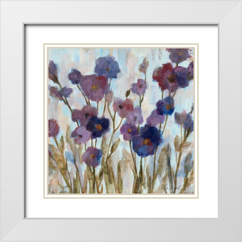 Abstracted Floral in Purple White Modern Wood Framed Art Print with Double Matting by Vassileva, Silvia