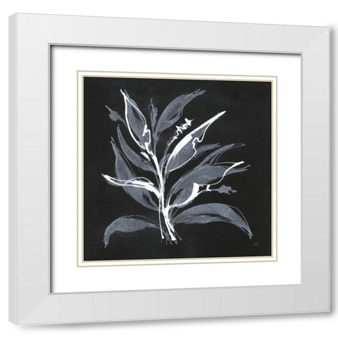 Chalkboard Branch II White Modern Wood Framed Art Print with Double Matting by Paschke, Chris