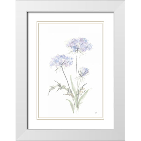 Tall Queen Annes Lace I White Modern Wood Framed Art Print with Double Matting by Paschke, Chris