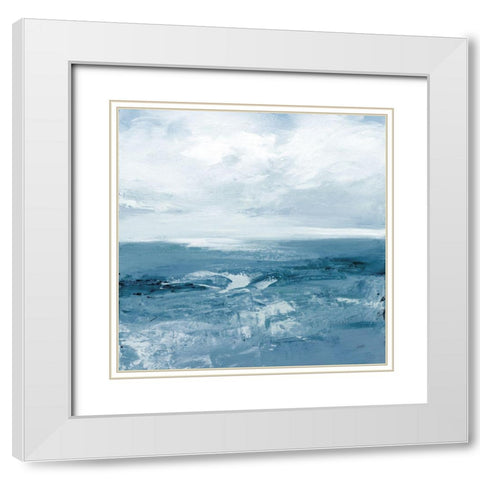 Blue Waves White Modern Wood Framed Art Print with Double Matting by Purinton, Julia