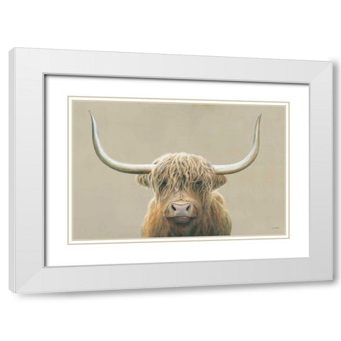 Highland Cow Neutral White Modern Wood Framed Art Print with Double Matting by Wiens, James