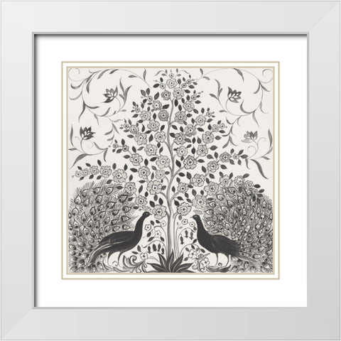 Peacock Garden VIII BW White Modern Wood Framed Art Print with Double Matting by Thomas, Miranda