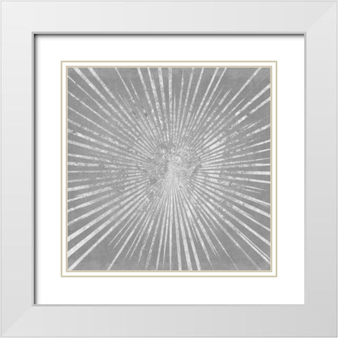 Silver Sunburst I White Modern Wood Framed Art Print with Double Matting by Wild Apple Portfolio