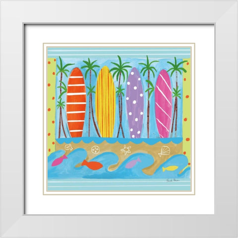 Beach Living V White Modern Wood Framed Art Print with Double Matting by Zaman, Farida