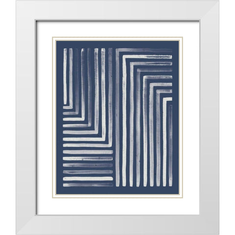 Blue Sunset III White Modern Wood Framed Art Print with Double Matting by Marshall, Laura